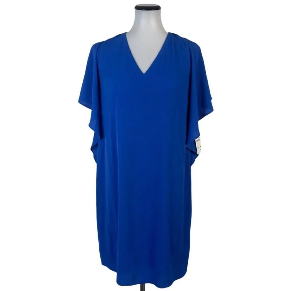 Eliza J NWT Shift V-neck Dress Ruffled Sleeves